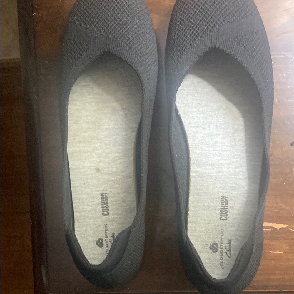 Cloudsteppers by Clarks Black Flats Slip-On Comfort